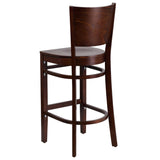 English Elm Commercial Grade Series Solid Back Walnut Wood Restaurant Barstool