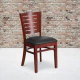 Commercial Grade Series Slat Back Mahogany Wood Restaurant Chair - Vinyl Seat