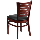 English Elm Commercial Grade Series Slat Back Mahogany Wood Restaurant Chair - Vinyl Seat