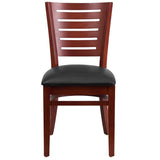 English Elm Commercial Grade Series Slat Back Mahogany Wood Restaurant Chair - Vinyl Seat