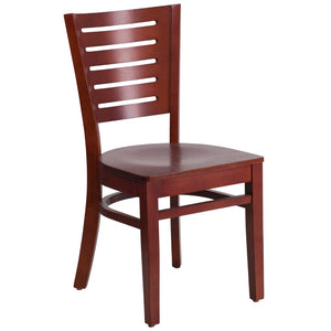 English Elm Commercial Grade Series Slat Back Mahogany Wood Restaurant Chair