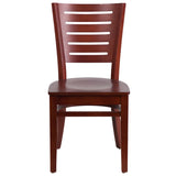 English Elm Commercial Grade Series Slat Back Mahogany Wood Restaurant Chair