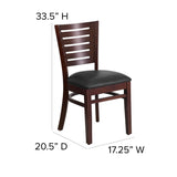 English Elm Commercial Grade Series Slat Back Walnut Wood Restaurant Chair - Vinyl Seat