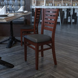 English Elm Commercial Grade Series Slat Back Walnut Wood Restaurant Chair - Vinyl Seat