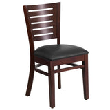 English Elm Commercial Grade Series Slat Back Walnut Wood Restaurant Chair - Vinyl Seat