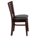 English Elm Commercial Grade Series Slat Back Walnut Wood Restaurant Chair - Vinyl Seat