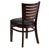 English Elm Commercial Grade Series Slat Back Walnut Wood Restaurant Chair - Vinyl Seat