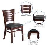 English Elm Commercial Grade Series Slat Back Walnut Wood Restaurant Chair - Vinyl Seat