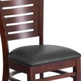 English Elm Commercial Grade Series Slat Back Walnut Wood Restaurant Chair - Vinyl Seat