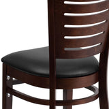 English Elm Commercial Grade Series Slat Back Walnut Wood Restaurant Chair - Vinyl Seat