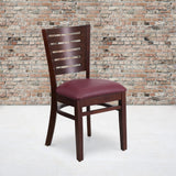 English Elm Commercial Grade Series Slat Back Walnut Wood Restaurant Chair - Vinyl Seat