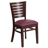 English Elm Commercial Grade Series Slat Back Walnut Wood Restaurant Chair - Vinyl Seat