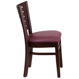 English Elm Commercial Grade Series Slat Back Walnut Wood Restaurant Chair - Vinyl Seat