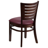 English Elm Commercial Grade Series Slat Back Walnut Wood Restaurant Chair - Vinyl Seat