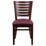 English Elm Commercial Grade Series Slat Back Walnut Wood Restaurant Chair - Vinyl Seat