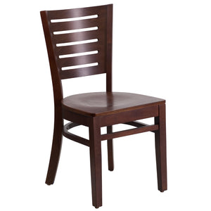 English Elm Commercial Grade Series Slat Back Walnut Wood Restaurant Chair