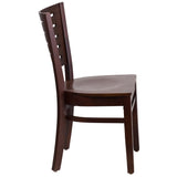 English Elm Commercial Grade Series Slat Back Walnut Wood Restaurant Chair