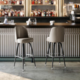 English Elm Commercial Grade Commercial Grade Metal Barstool with Swivel Bucket Seat