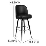 English Elm Commercial Grade Metal Barstool with Swivel Bucket Seat