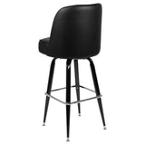 English Elm Commercial Grade Metal Barstool with Swivel Bucket Seat