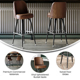 English Elm Commercial Grade Commercial Grade Metal Barstool with Swivel Bucket Seat