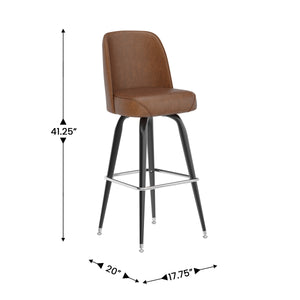 English Elm Commercial Grade Commercial Grade Metal Barstool with Swivel Bucket Seat
