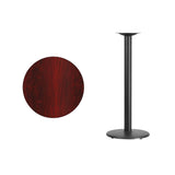 English Elm Commercial Grade 24'' Round Laminate Table Top with 18'' Round Bar Height Table Base