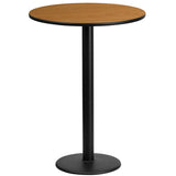 English Elm Commercial Grade 24'' Round Laminate Table Top with 18'' Round Bar Height Table Base