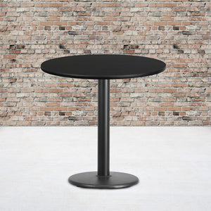 English Elm Commercial Grade 30'' Round Laminate Table Top with 18'' Round Table Height Base