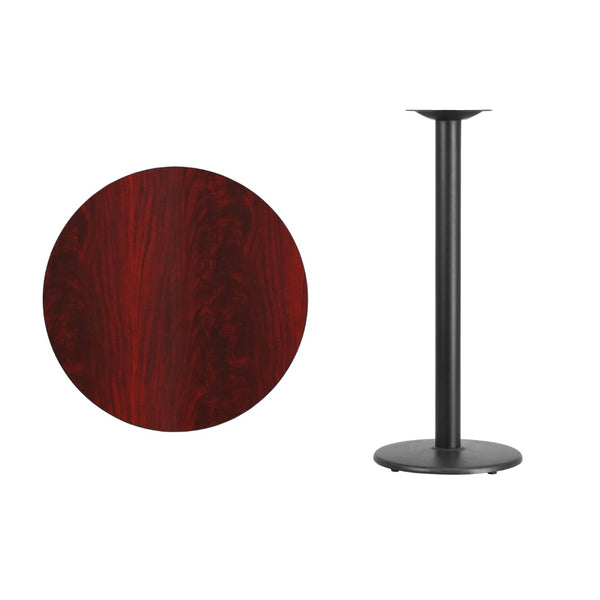 English Elm Commercial Grade 30'' Round Laminate Table Top with 18'' Round Bar Height Table Base