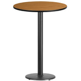 English Elm Commercial Grade 30'' Round Laminate Table Top with 18'' Round Bar Height Table Base