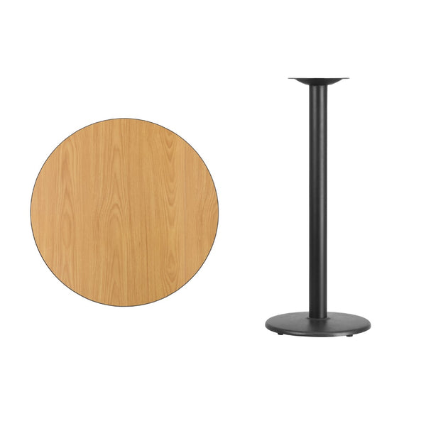 English Elm Commercial Grade 30'' Round Laminate Table Top with 18'' Round Bar Height Table Base
