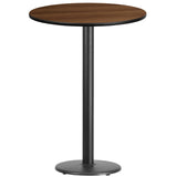 English Elm Commercial Grade 30'' Round Laminate Table Top with 18'' Round Bar Height Table Base