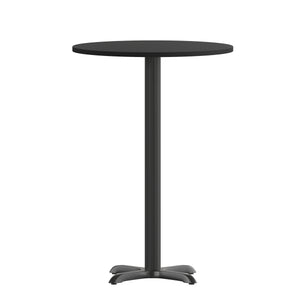 English Elm Commercial Grade 36'' Round Laminate Table Top with 30'' x 30'' Bar Height Table Base