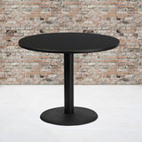 36'' Black Laminate Table Top with 24'' Round Base - Commercial Use