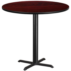 English Elm Commercial Grade 42'' Round Laminate Table Top with 33'' x 33'' Bar Height Table Base