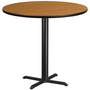 English Elm Commercial Grade 42'' Round Laminate Table Top with 33'' x 33'' Bar Height Table Base