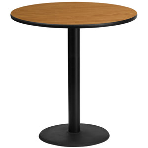 English Elm Commercial Grade 42'' Round Laminate Table Top with 24'' Round Bar Height Table Base