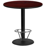 English Elm Commercial Grade 42'' Round Laminate Table Top with 24'' Round Bar Height Table Base and Foot Ring