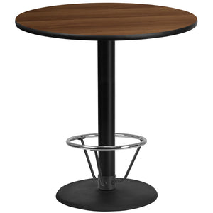 English Elm Commercial Grade 42'' Round Laminate Table Top with 24'' Round Bar Height Table Base and Foot Ring