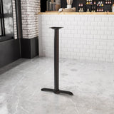 5'' x 22'' Commercial Grade Restaurant Table T-Base - Bar Height, Cast Iron, Black