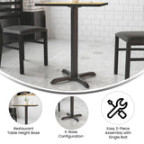 English Elm Commercial Grade 22'' x 22'' Restaurant Table X-Base with 3'' Dia. Table Height Column