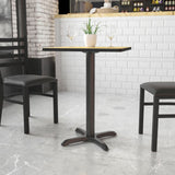 English Elm Commercial Grade 22'' x 22'' Restaurant Table X-Base with 3'' Dia. Table Height Column