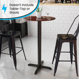 English Elm Commercial Grade 22'' x 22'' Restaurant Table X-Base with 3'' Dia. Bar Height Column