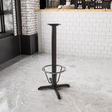 Commercial Grade 23.5'' x 29.5'' Restaurant Table X-Base with 3'' Dia. Bar Height Column and Foot Ring