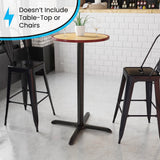 English Elm Commercial Grade 30'' x 30'' Restaurant Table X-Base with 3'' Dia. Bar Height Column