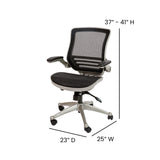 English Elm Commercial Grade Mid-Back Transparent Mesh Executive Swivel Office Chair with Graphite Silver Frame and Flip-Up Arms