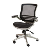 English Elm Commercial Grade Mid-Back Transparent Mesh Executive Swivel Office Chair with Graphite Silver Frame and Flip-Up Arms