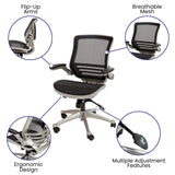 English Elm Commercial Grade Mid-Back Transparent Mesh Executive Swivel Office Chair with Graphite Silver Frame and Flip-Up Arms