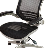 English Elm Commercial Grade Mid-Back Transparent Mesh Executive Swivel Office Chair with Graphite Silver Frame and Flip-Up Arms